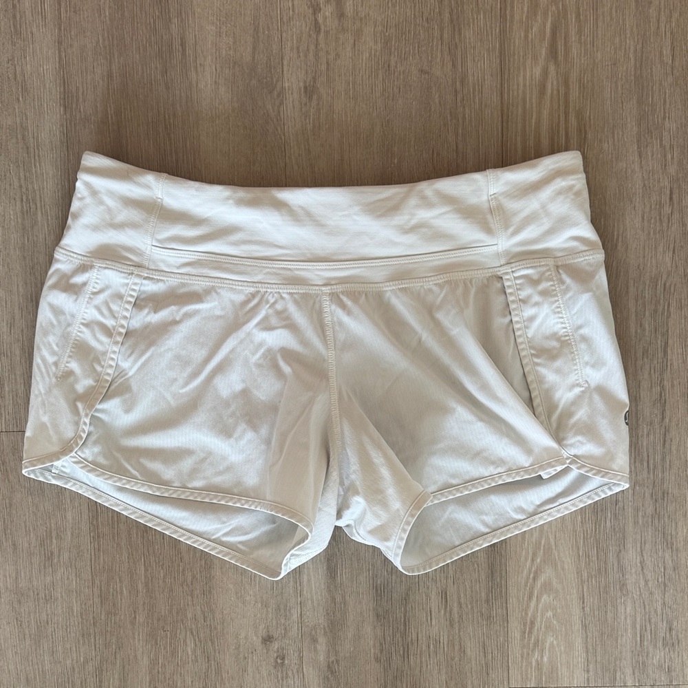 Lululemon White Speed Up Running Shorts 4’